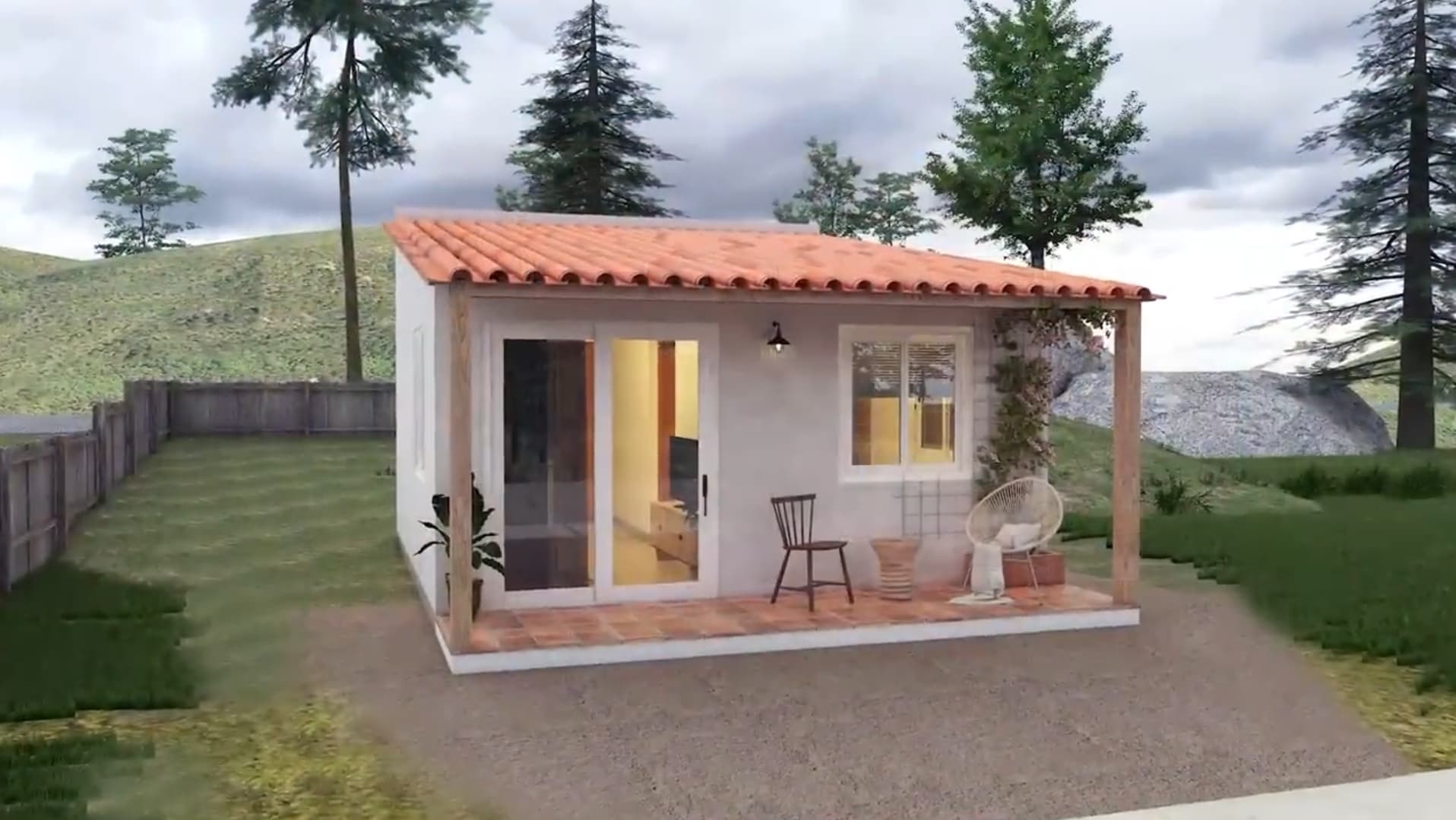 CH003 - Projeto Chalé Rústico de Campo com Mezanino 30m² Elétrico e Hidráulico — foto 1